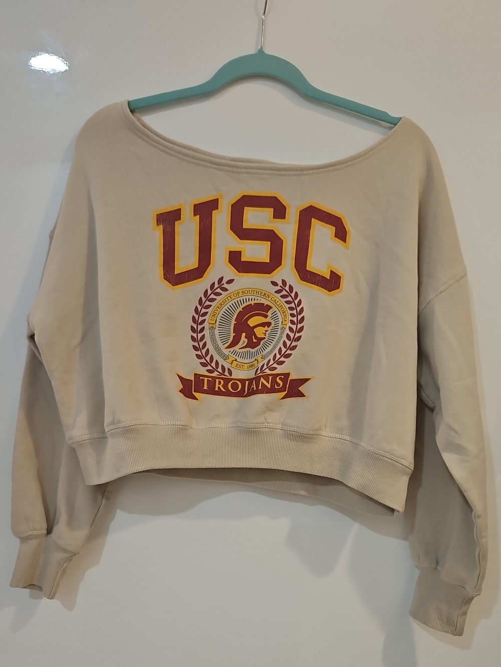 USC Trojans Beige Cropped Sweatshirt